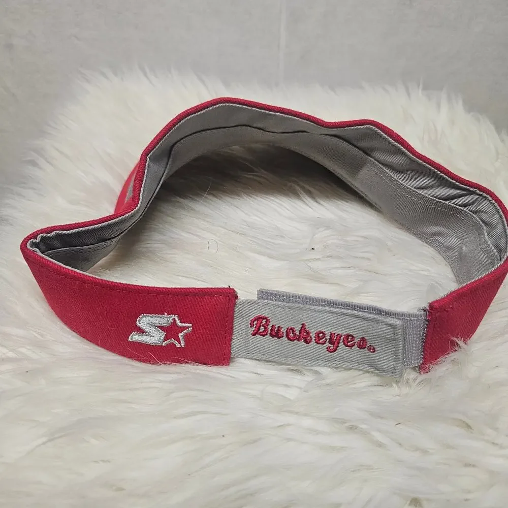 Starter Ohio State Buckeyes Sun Visor Hat - Adjustable Cap Red Vintage